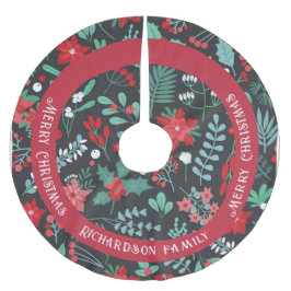 Namn blomman mönster i julfamiljen anpassningsbar julgransmatta borstad polyester