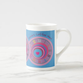 Namn Blue Lila Rosa Heart Circles Roman Numals Benporslin Mugg