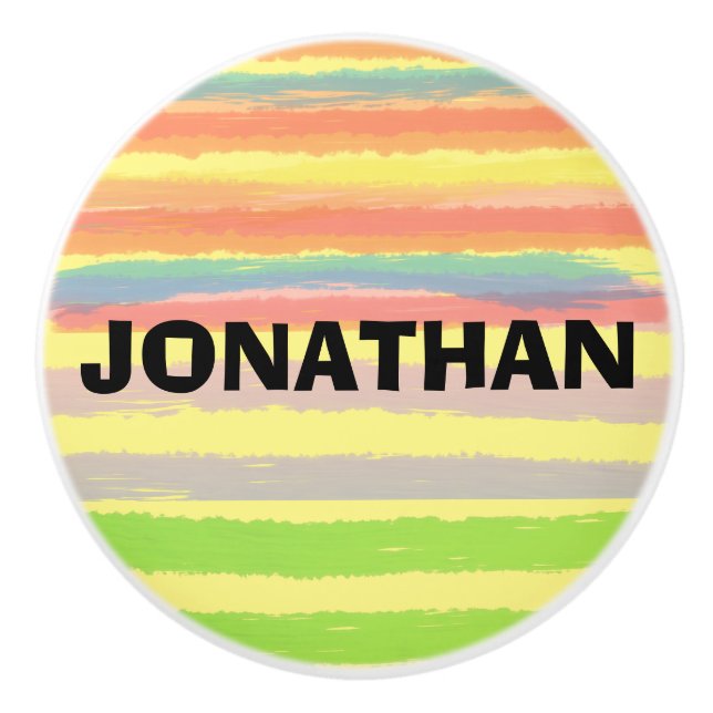 NAMN Blue Orange Grönt Rand keramik Knob,  Knopp (Framsidan)