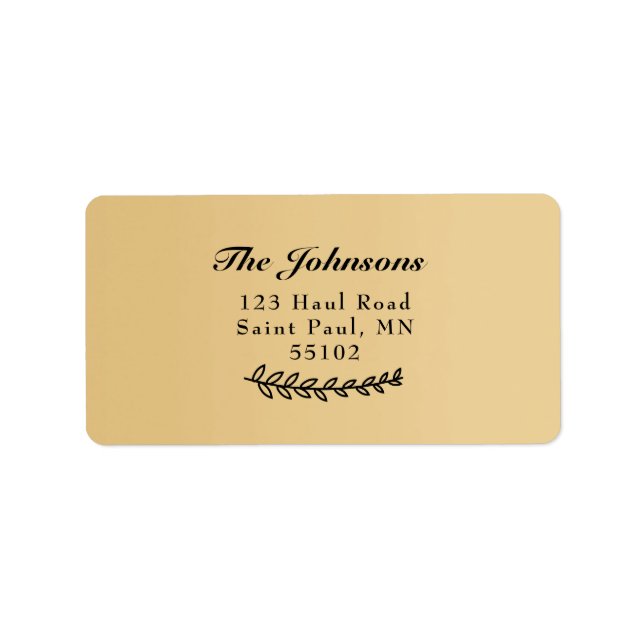 Namn Botaniska Löv Adressetikett (Framsidan)