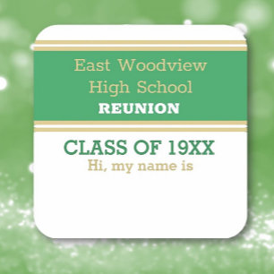 Namn bricka! Anpassningsbar Class Reunion Stickers Fyrkantigt Klistermärke