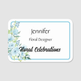 Namn bricka Blåa blommor Florist Anpassningsbar Te Namnbricka
