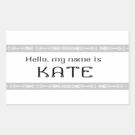 Namn bricka-dekal Hej min namn är Rektangulärt Klistermärke