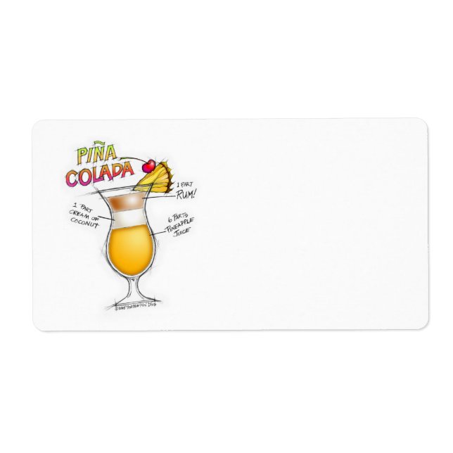 NAMN BRICKA, ETIKETTER, PINA COLADA RECIPE COCKTAI FRAKTSEDEL (Framsidan)
