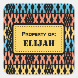 NAMN BRICKA FÖR BARN - PERSONLIGEN BACK TO SCHOOL FYRKANTIGT KLISTERMÄRKE