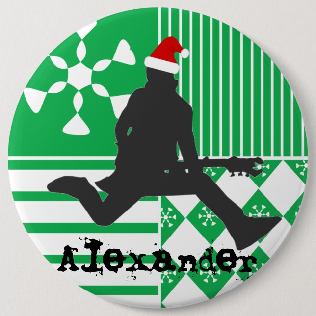 Namn bricka för den Santa rockstjärnajulstrumpan Knapp (Framsida)