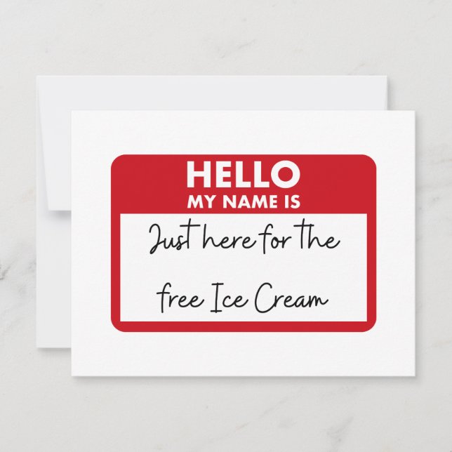Namn bricka här Free Ice Cream Inbjudningar (Framsida)