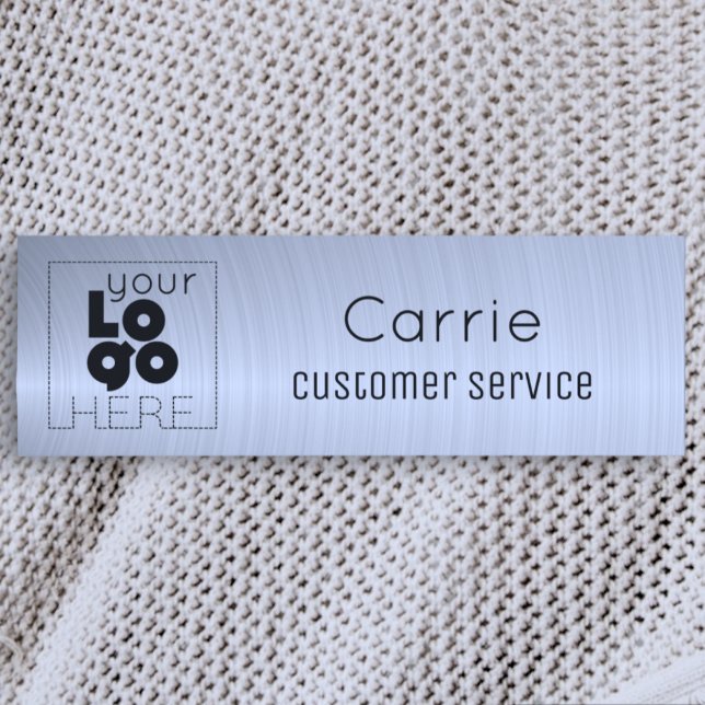 Namn bricka i Silver med med borstad, radiell meta Namnbricka (Skapare uppladdad)