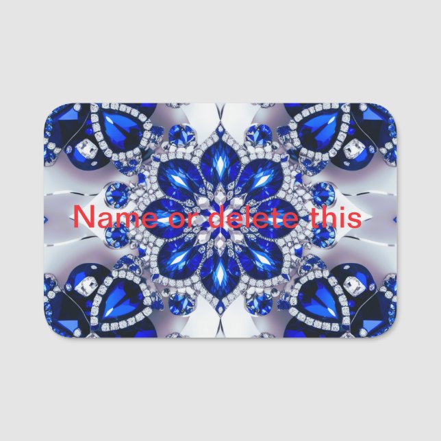 Namn bricka med blå vit Färg Namnbricka (Framsida)