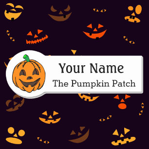 Namn bricka med Halloween Pumpkin Anpassningsbar T Namnbricka