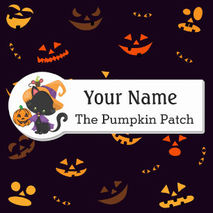 Namn bricka med Halloween Pumpkin Anpassningsbar T Namnbricka