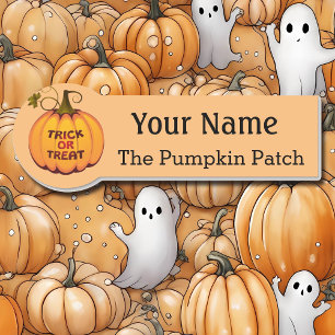 Namn bricka med Halloween Pumpkin Anpassningsbar T Namnbricka
