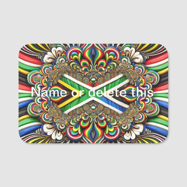 Namn bricka med Sydafrika Färg Namnbricka (Framsida)