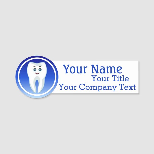 Namn bricka med textbrickan för tandtråd, Logotyp, Namnbricka (Framsida)