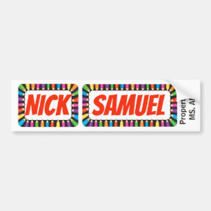 Namn bricka NIck och Samuel Bildekal