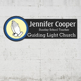 Namn bricka Praying Händer Anpassningsbar Text Chu Namnbricka