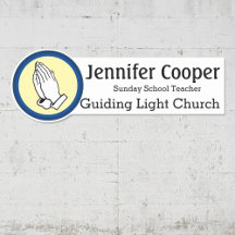 Namn bricka Praying Händer Anpassningsbar Text Chu