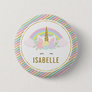Namn bricka Rainbow Unicorn Party PIN Knapp