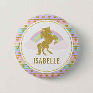 Namn bricka Rainbow Unicorn Party Pin Knapp