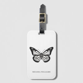 Namn Butterfly Black and White Bagagebricka
