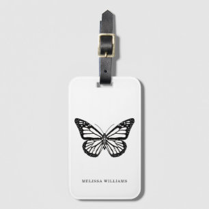 Namn Butterfly Black and White Bagagebricka