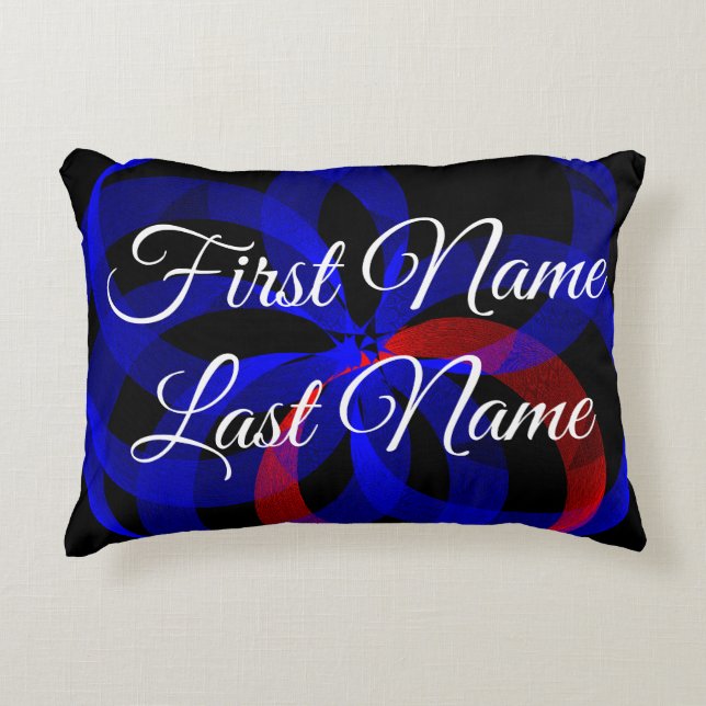 Namn byter röd böjande geometrisk dekorfärg prydnadskudde (Framsidan)