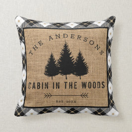 Namn Cabin-familjen Rustic Land i Skogen Kudde