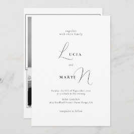 Namn Calligraphy 3 Photo Black & White Bröllop Inbjudningar