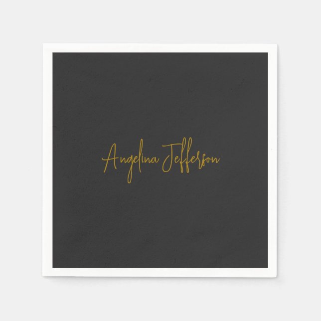 Namn Calligraphy Professionell Elegant Guld Färg Pappersservett (Framsidan)