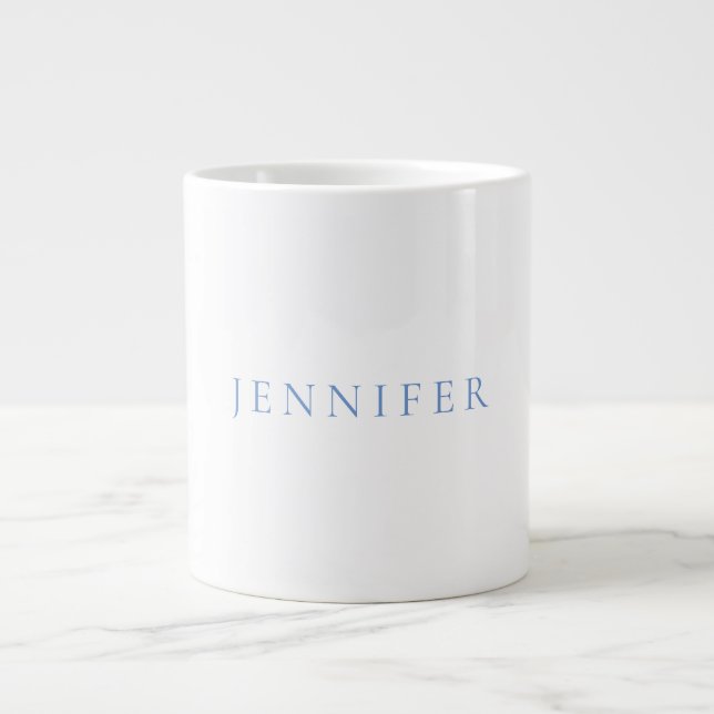 Namn Calligraphy Script Plain Simple Blue Jumbo Mugg (Framsidan)