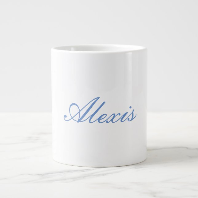 Namn Calligraphy Script Plain Simple Blue Jumbo Mugg (Framsidan)