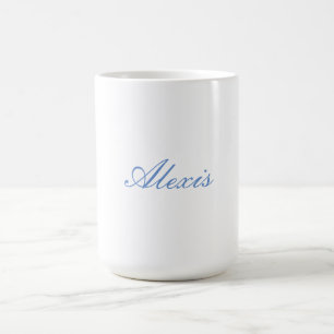 Namn Calligraphy Script Plain Simple Blue Kaffemugg