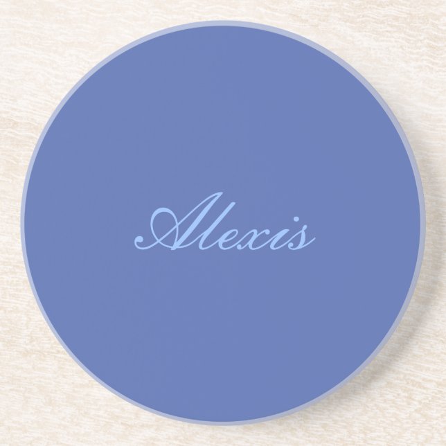 Namn Calligraphy Script Plain Simple Blue Underlägg (Framsidan)