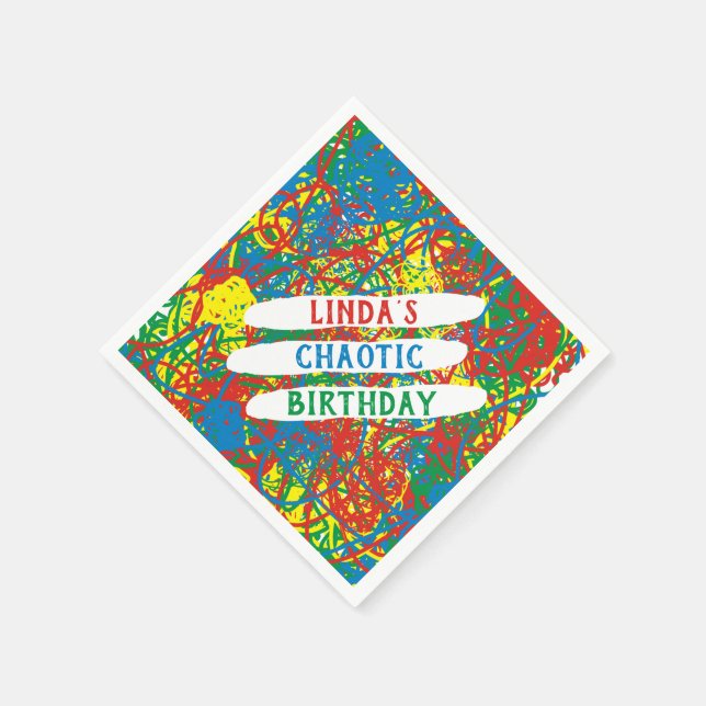 Namn Chaotic Birthday Red Blue Grönt Vild Gult Pappersservett (Hörn)