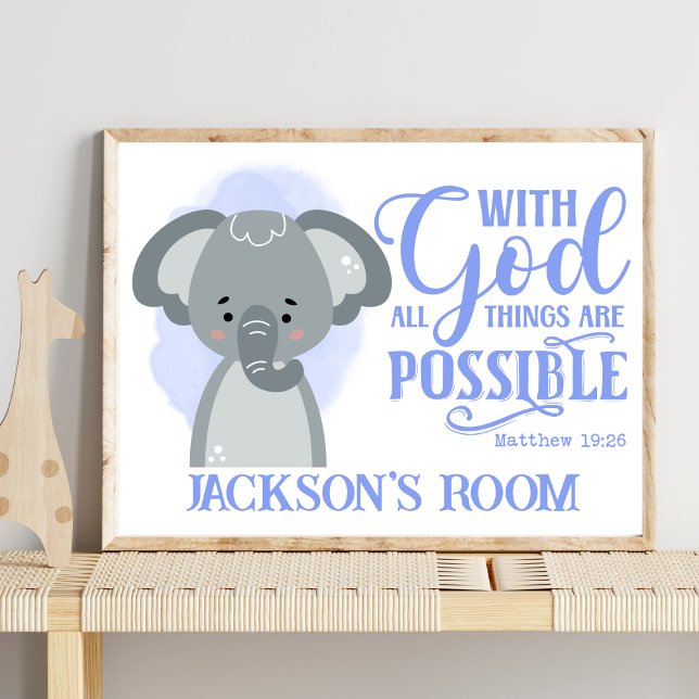Namn Christian Cute Baby Elephant Bible Quote Poster (Skapare uppladdad)