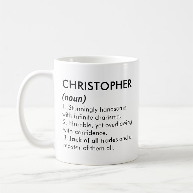 Namn Christopher, Redigerbart namn, Anpassat namn Kaffemugg (Vänster)