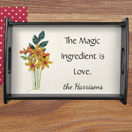 Namn, citat, Elegant Pappra, fyrkantiga blommor Frukostbricka