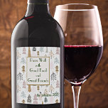 Namn-citat || Rustic Winter Träd (6) Vinflaska Etikett<br><div class="desc">Etiketten har en rustik vismisk vinter träd mönster med vin citat och namn på mörk grönt. Ändra eller radera enkelt namn/år med hjälp av mallen som anges. Idealisk för presenter flaskor i vin under helgdagarna för ett party värdinna, granne, chef, familj eller att ha hand om en liten sammankomst. Du...</div>