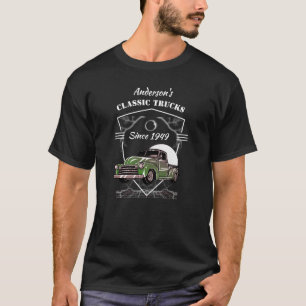Namn Classic Lastbilar Datum Grönt Chevy Pickup T Shirt