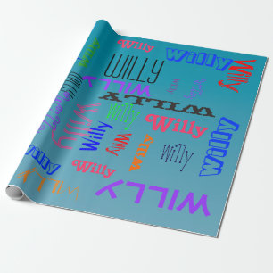 Namn Collage 🎁 Fantastisk Cloud Roligt Fab Blue Presentpapper