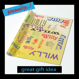 Namn Collage Fantastisk Gult Terrific Presentpapper
