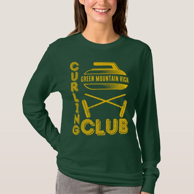 Namn Curling i School Klubb Team T Shirt (Framsida)