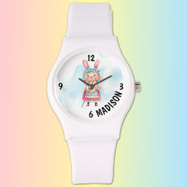 Namn Cute White Silicone Miss Påskhare Armbandsur