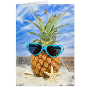 Namn Dag-ananas med hjärta-solglasögon Hälsningskort