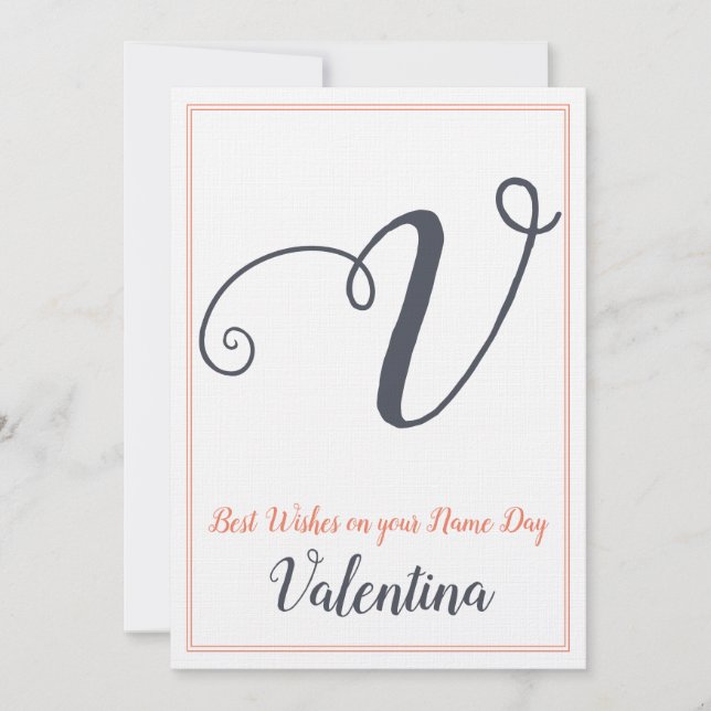 Namn-dagen Sankt's Day Brev V Monogram Inbjudningar (Framsida)