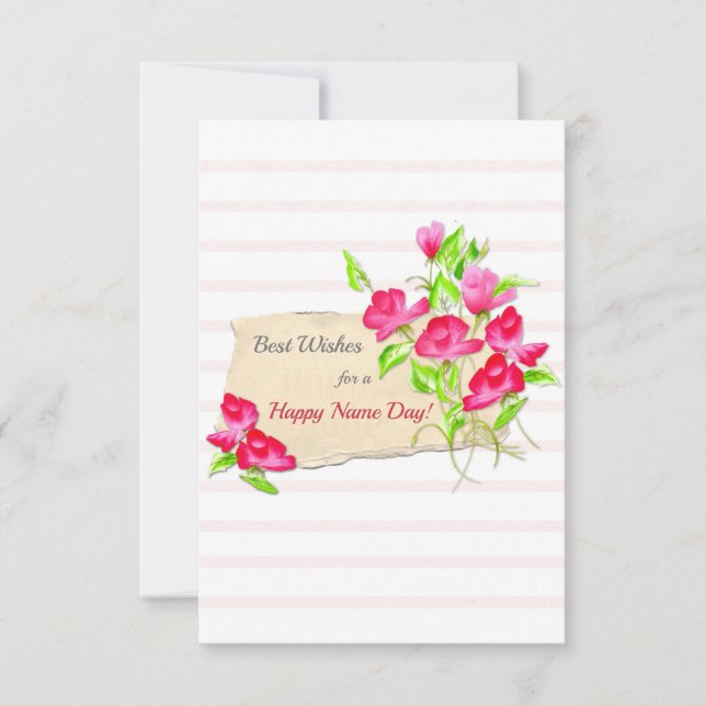 Namn-dagskort i bästa Önskemål Tack Kort (Framsida)