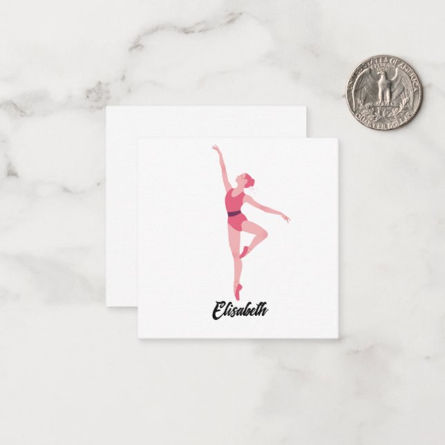 Namn Dance ballerina personalisation Anteckningskort (Fram/Back In Situ)