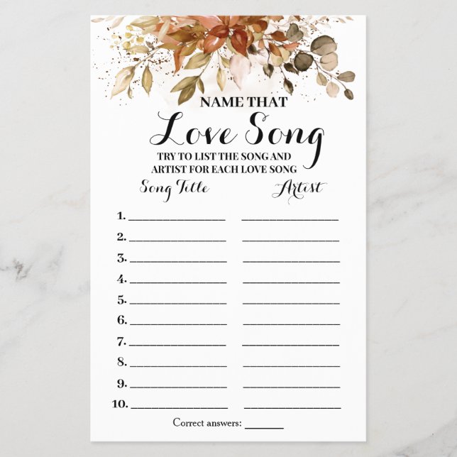 Namn där Kärlek Sång sjunker Eucalyptus Shower Gam Flygblad (Framsidan)