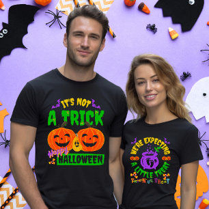Namn Date Couple Halloween Gravid-meddelande T Shirt