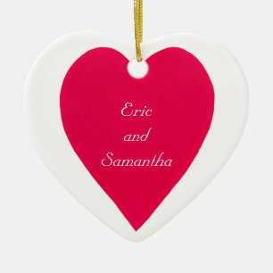 Namn & Date Red Heart Ornament